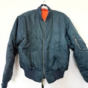 Alpha Industries Vtg MA-1 Flight Bomber Jacket Blue Reversible Men's Medium